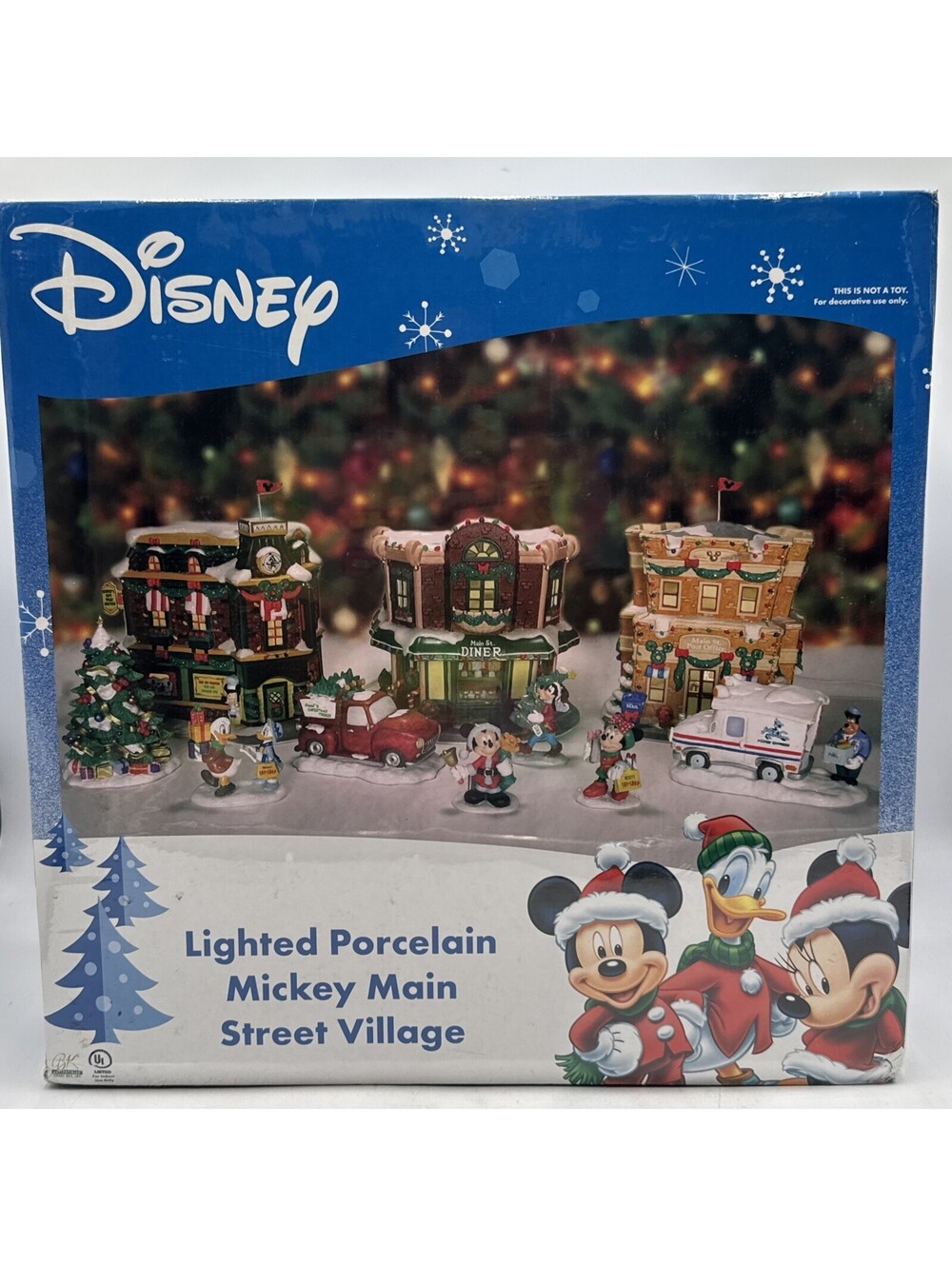 2004 Disney Lighted Porcelain Mickey Main Street Village Set Brass Key New
